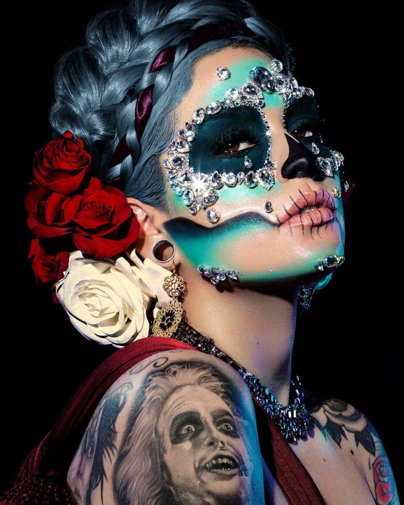 Maquillage crâne glamour pour dia de los muertes