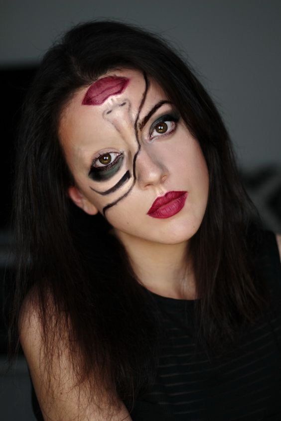 Looks de maquillage Halloween cool - deux faces