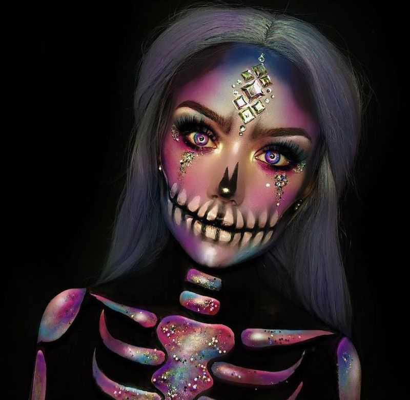 Joli maquillage squelette, jolies idées de maquillage Halloween