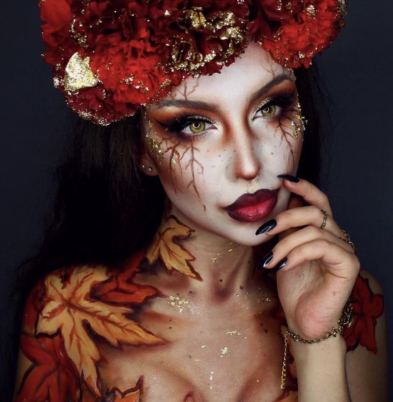 Fantasy makeup looks for Halloween: Høst inspirert makeup