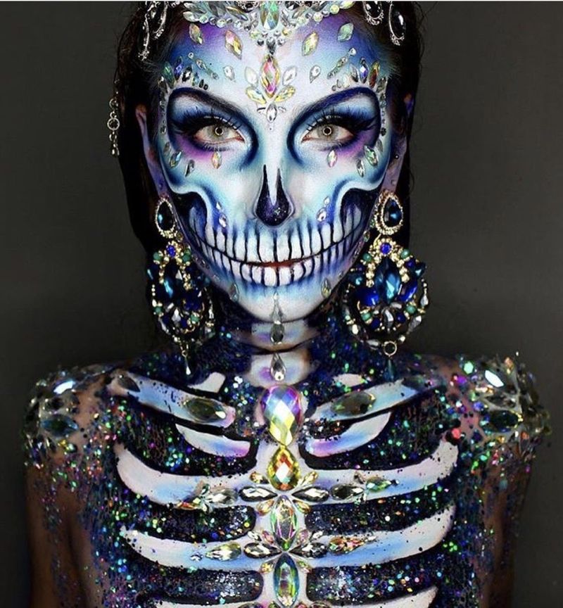 Joli maquillage squelette, jolies idées de maquillage Halloween