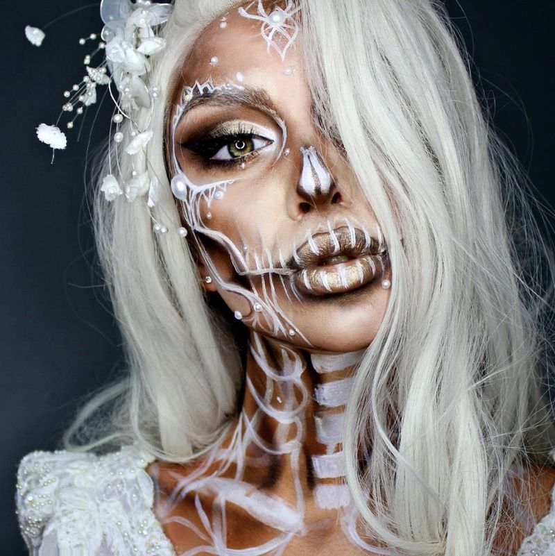 Maquillage de la mariée morte : Joli maquillage squelette, jolies idées de maquillage d