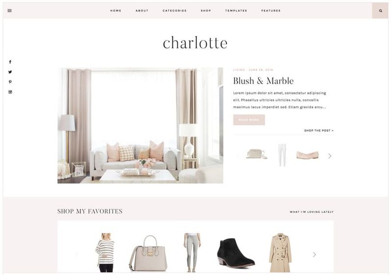 De beste feminine WordPress-temaene for bloggere: Charlotte ved 17th Avenue