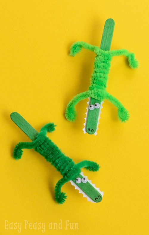 Jednostavne rukotvorine od štapića od sladoleda za djecu: Crocodile Craft