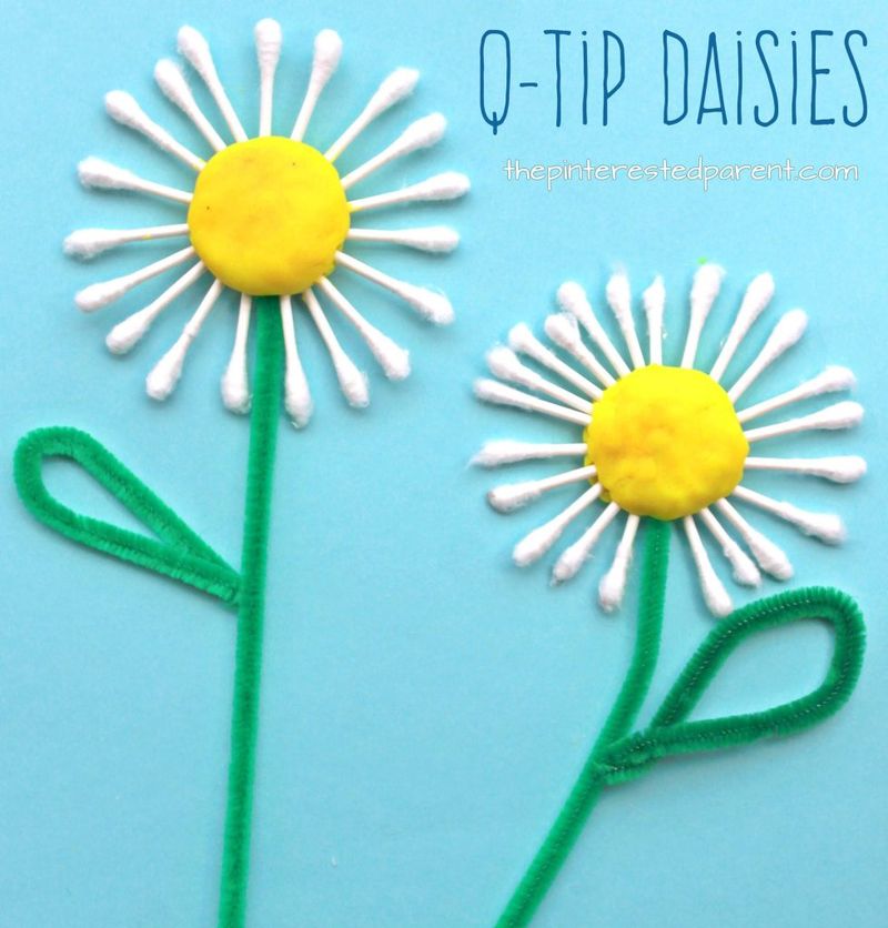 Artisanat printanier facile pour les enfants : Q-Tip Daisy Craft