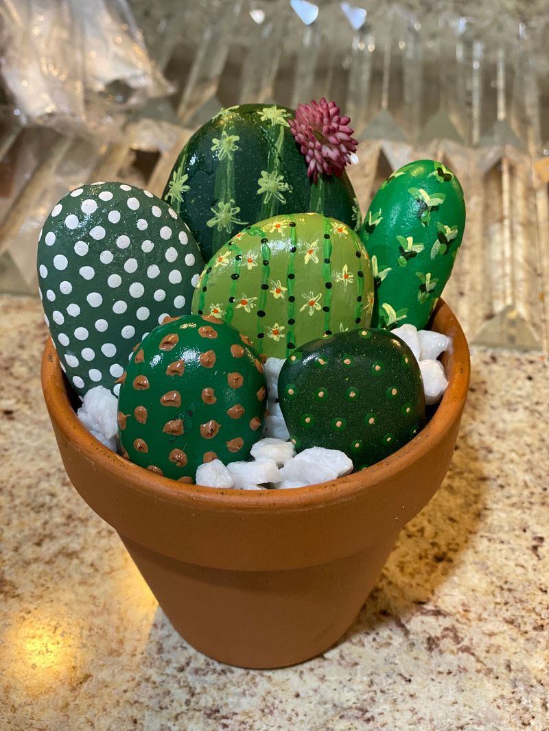 Roches peintes de cactus