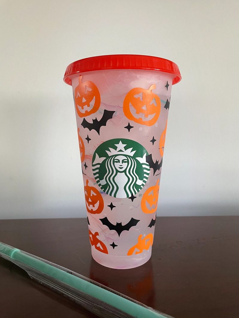 Citrouille classique et chauves-souris noires personnalisées Starbucks Halloween Cup