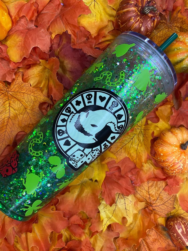 Tasse Halloween Starbucks personnalisée Oogie Boogie vert fluo