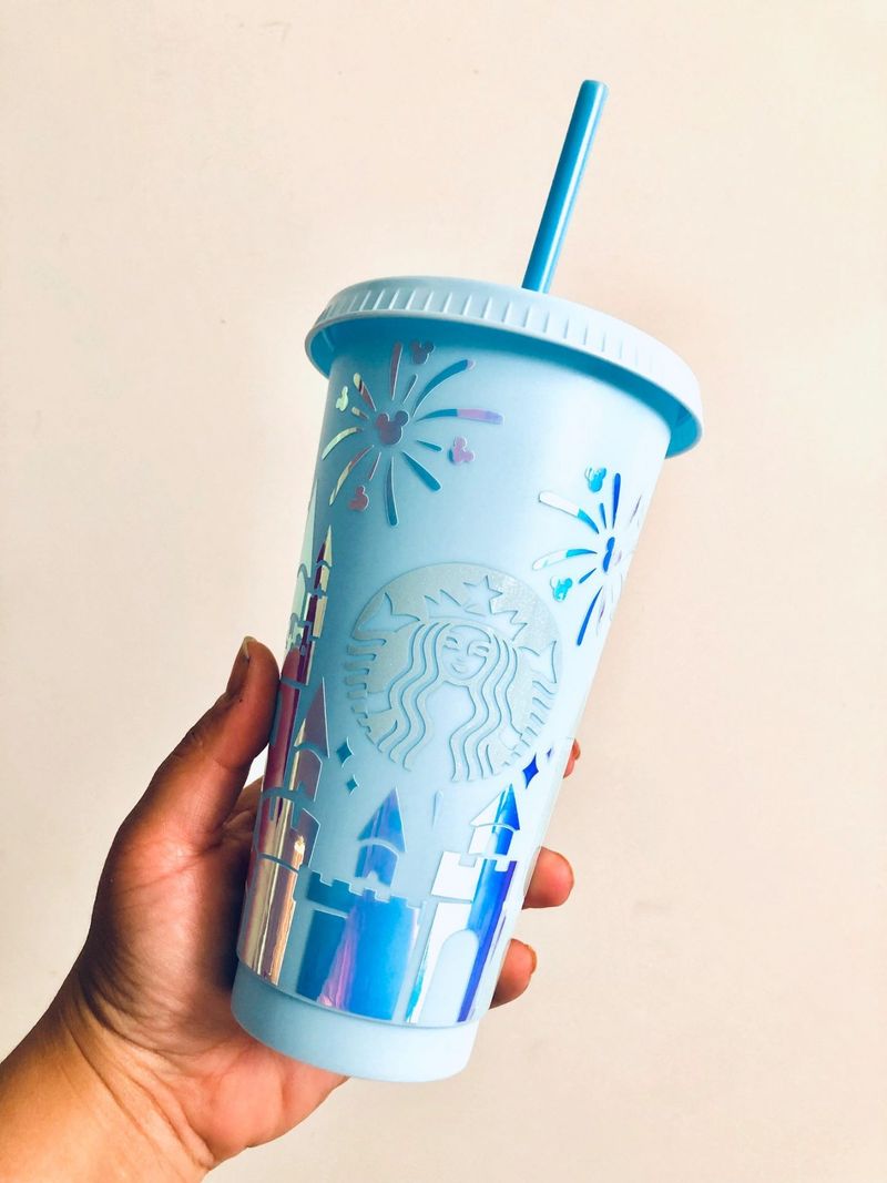 Tasse Starbucks personnalisée Disney bleu clair