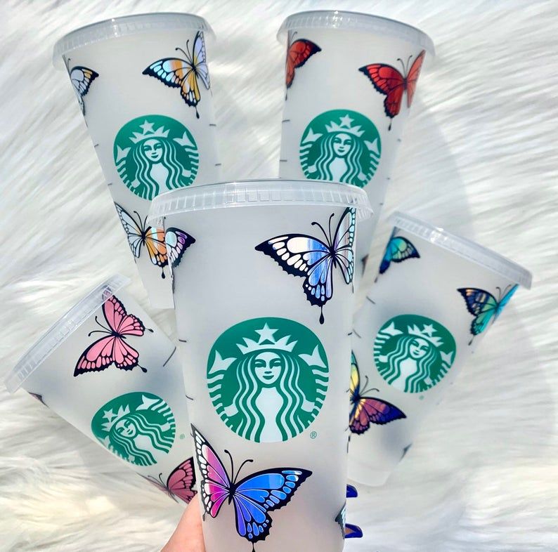 Vinilne leptiriće naljepnice prilagođene Starbucks šalici