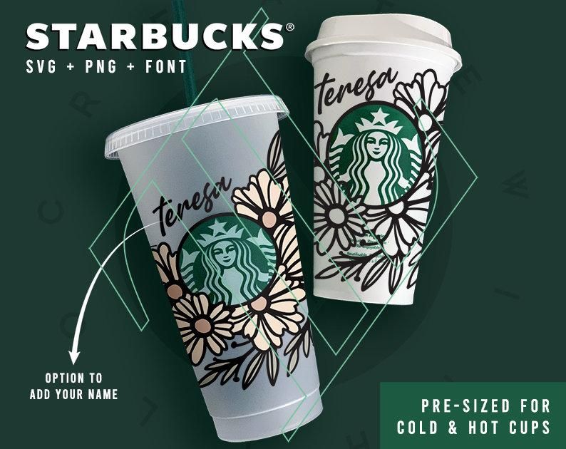 Design floral personnalisé Starbucks pour gobelets