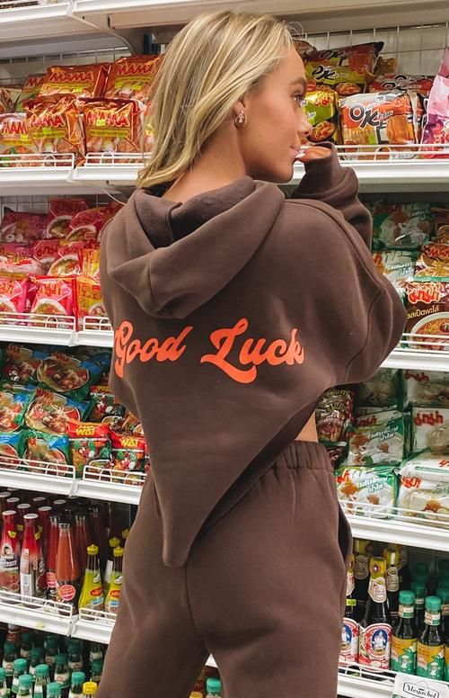 ყავისფერი Good Luck hoodie