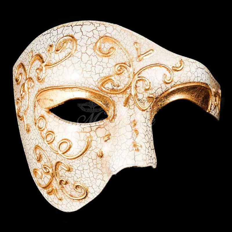 Što obući na maskenbalu: bijela i zlatna operna maska ​​za muškarce