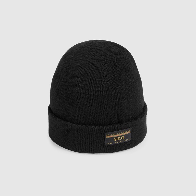   Gucci etiketli siyah Gucci Yün şapka