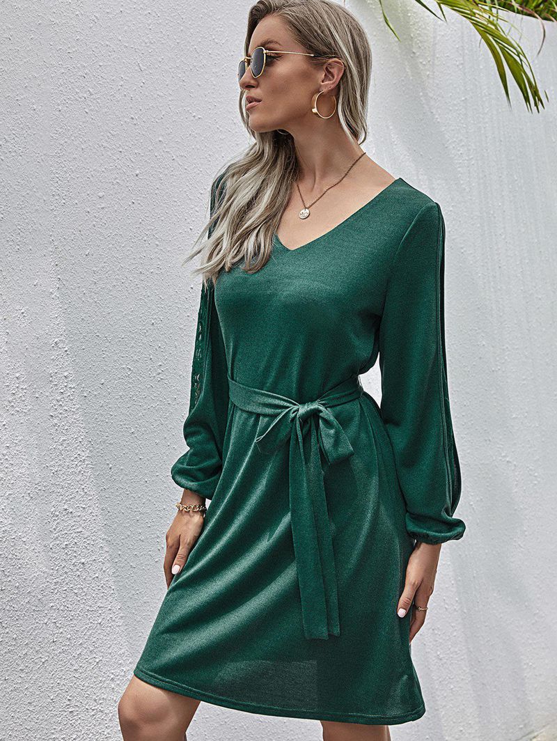 Zümrüt yeşili şal elbise