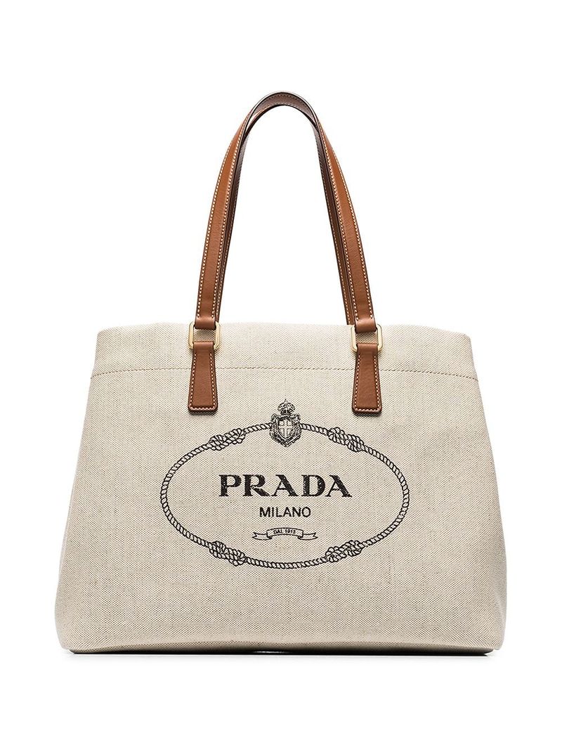 Prada-ს ლოგოტიპის ტილოს ჩანთა