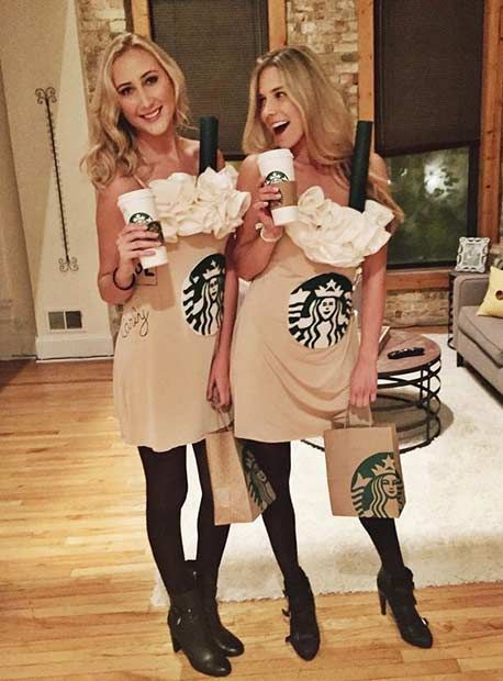Slatki BFF kostimi za Noć vještica - DIY Starbucks kostimi