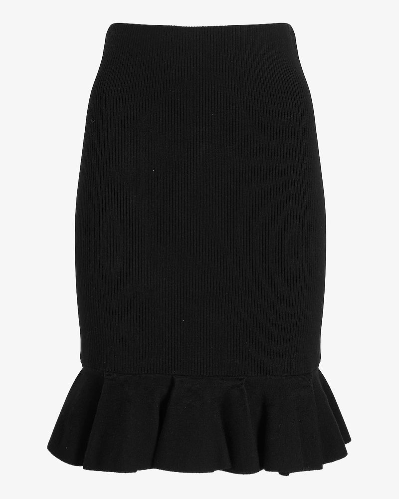 Чорна спідниця-светр з оборками