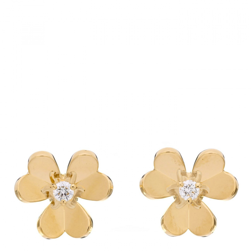   Guld Van Cleef 18 K gul guld Diamant Mini Frivole øreringe