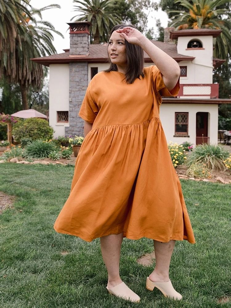 Narančasta lanena haljina
