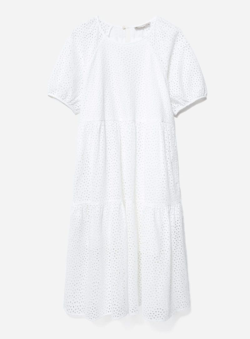 Стійка біла сукня з вушками