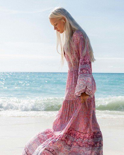 فستان شاطئ بوهو وردي - ملابس غير رسمية للشاطئ