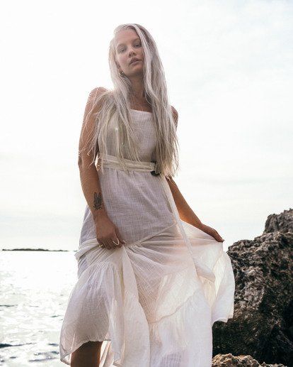 فستان شاطئ بوهو طويل أبيض