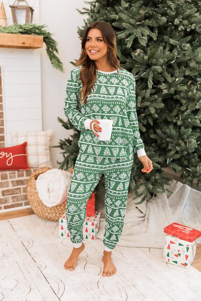 Зелені різдвяні піжамні штани та джемпер