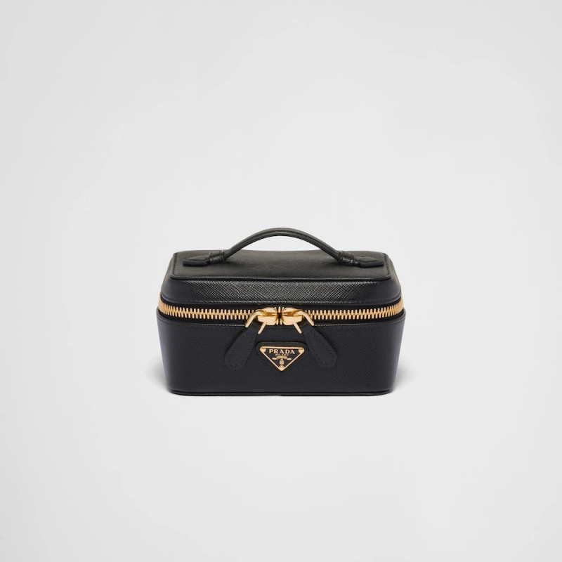   Beauty case en cuir noir Prada Saffiano