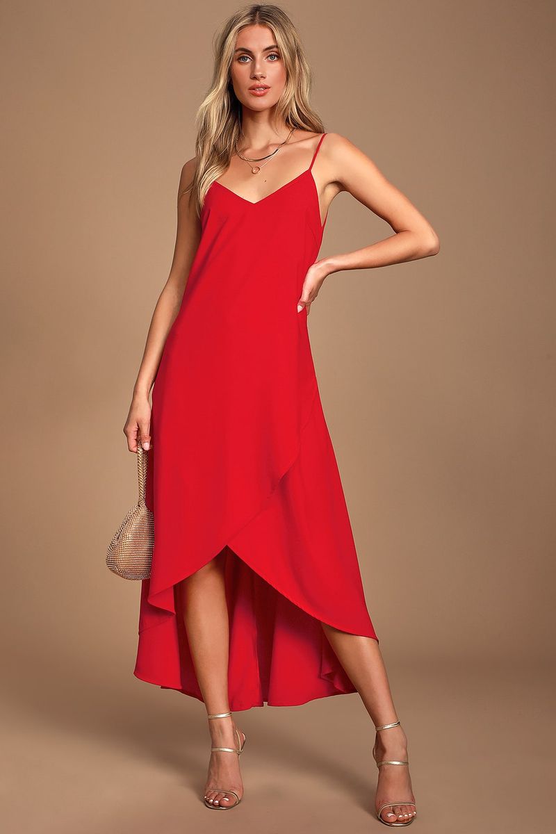 Duga crvena ljetna haljina