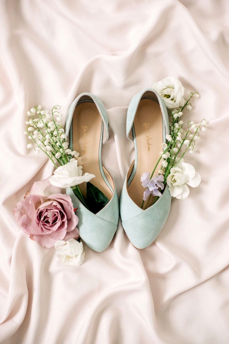 Chaussures de mariée vert menthe