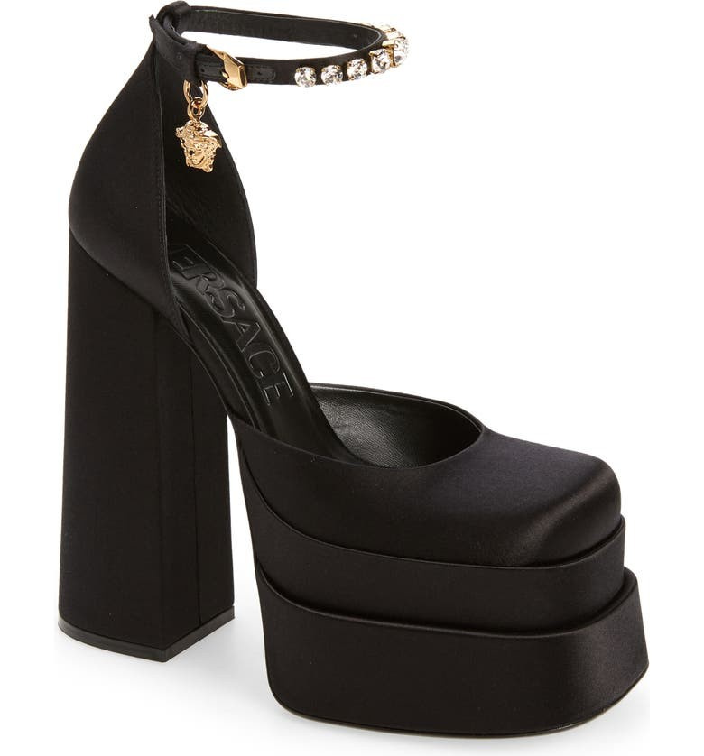   Sandales noires à plateforme Versace Medusa de luxe