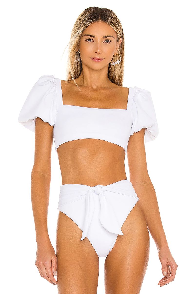 Bijeli bikiniji za ravna prsa s podstavkom za ramena
