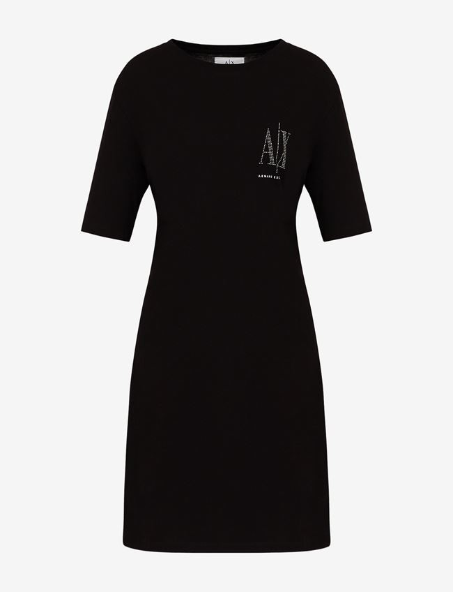   Črna majica z logotipom Armani Exchange Icon