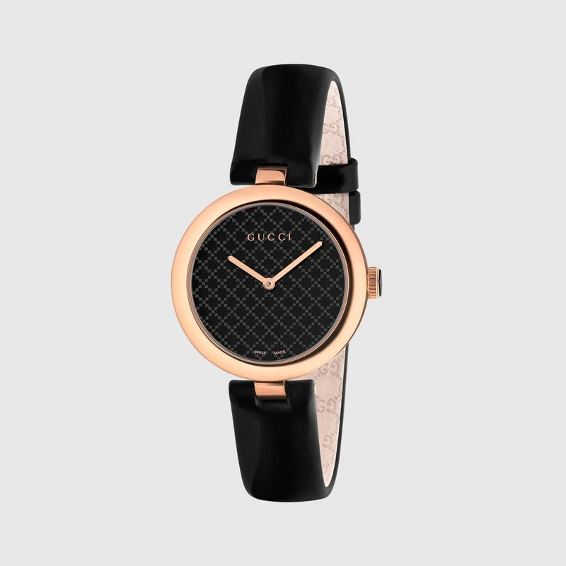   Годинник Gucci Diamantissima з чорного та рожевого золота, 32 мм