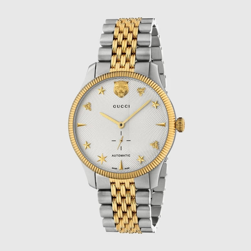   Срібно-золотий годинник Gucci G-Timeless, 40 мм