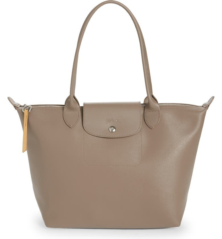   Abordable Luxe Taupe Longchamp Medium Le Pliage City Shoulder Tote