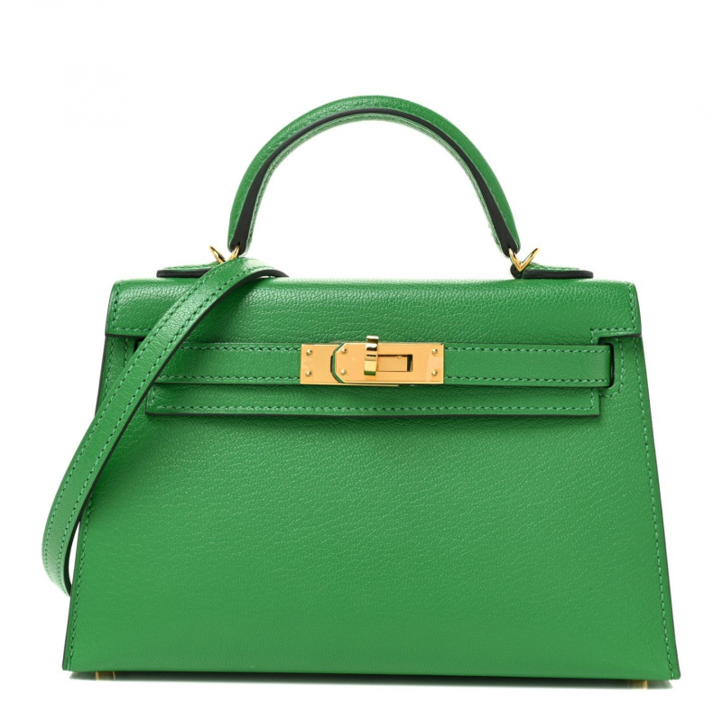   Yeşil Hermès Chevre Mysore Mini Kelly Sellier 20