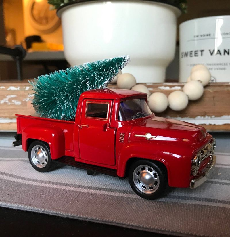 Farmhouse Little Red Truck Christmas Centerpiece