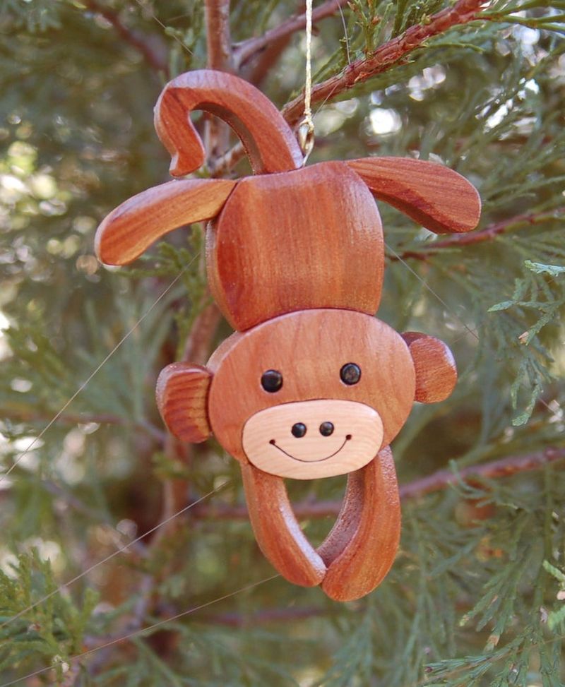 Décoration de Noël singe en bois