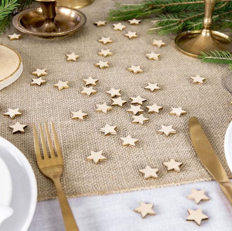 Lesena zvezda konfeti božična postavitev mize