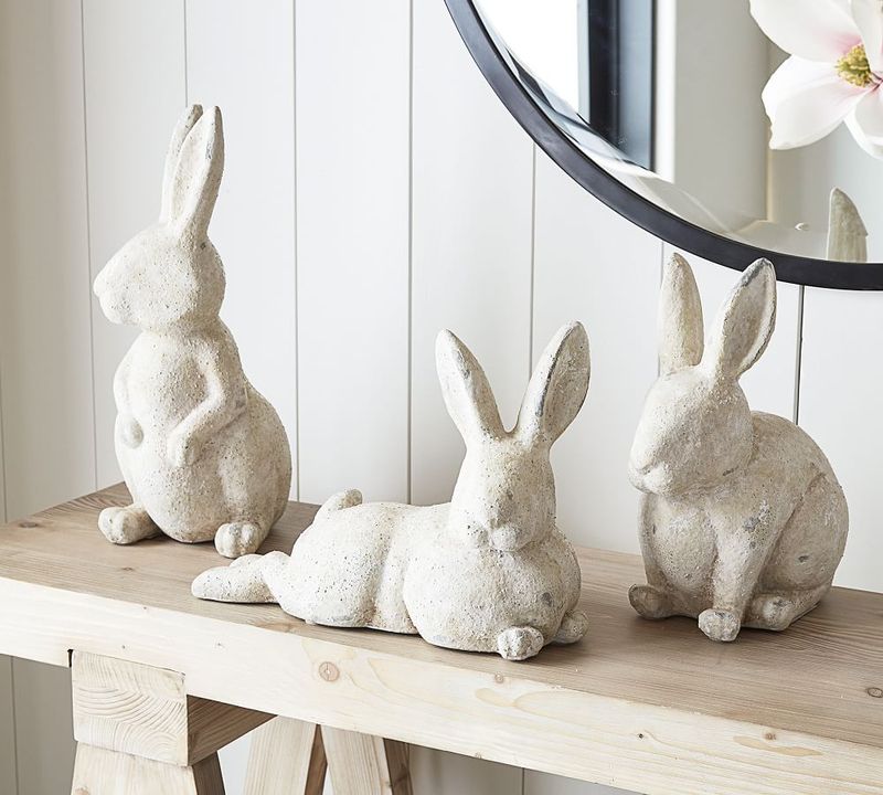 Sculptures de lapin en pierre pour des idées de décoration printanière
