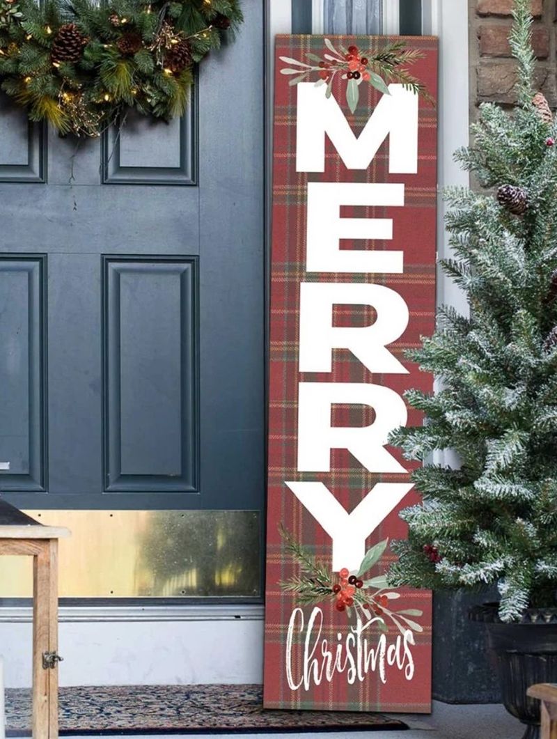 Buffalo Check Christmas Porch Leaner Sign
