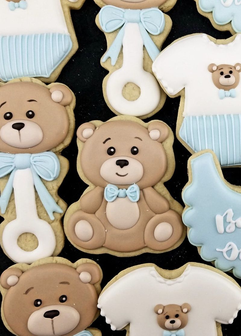 Blue Bear Baby Shower Cookies