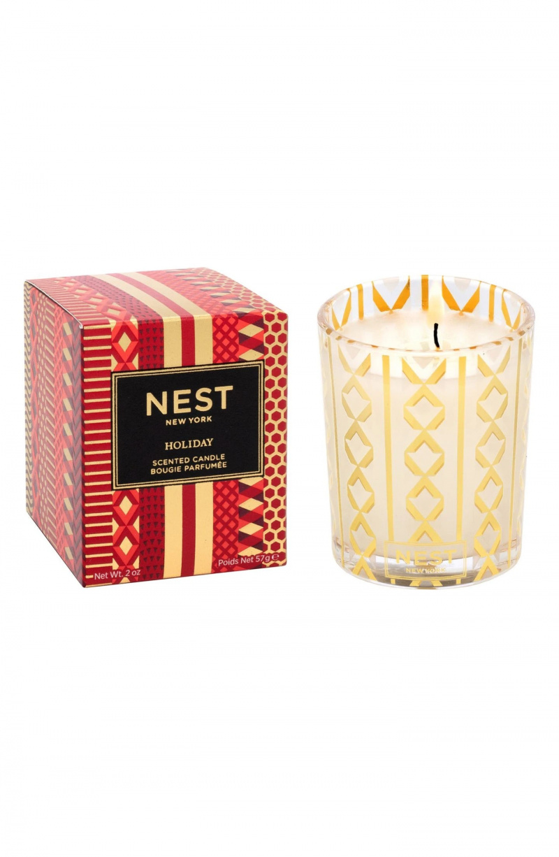  Bijela, crvena i zlatna Nest New York NEST Fragrances blagdanska mirisna svijeća