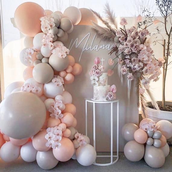 Ombre krem ​​i ružičasti balon birdthay ukrasi za zabavu