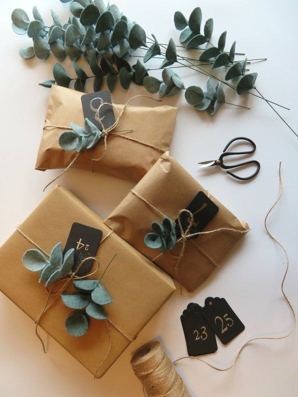 Papier Brun & Eucalyptus Idée Emballage Cadeau