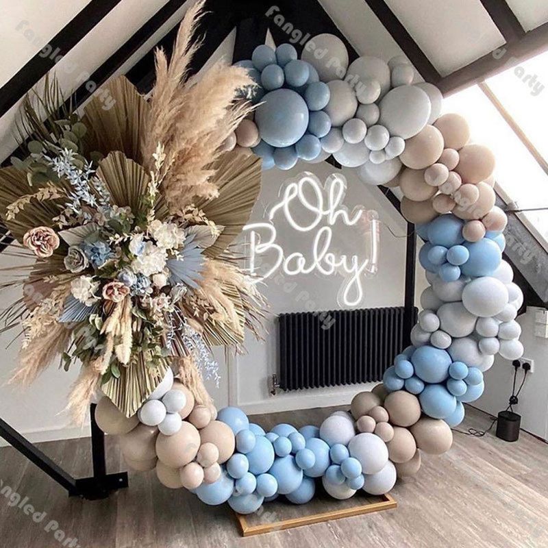 Ombre mavi balon kemer seti ve bebek duşu için balon çelenk