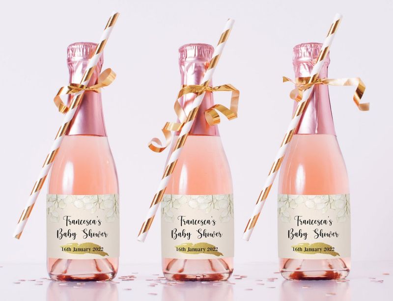Prilagođene ružičaste poklone za tuširanje za bebe u boci šampanjca