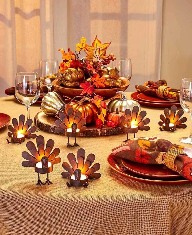 Rustikale Truthahn-Teelichter Thanksgiving-Dekor